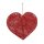 Heart out of wire with cotton, flat, with hanger     Size: 60cm    Color: red