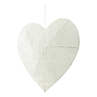 3D Heart out of wire with cotton, with hanger     Size: 40cm    Color: white