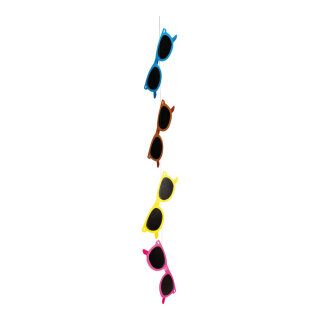 Brillenhänger 4-fach, aus Karton, doppelseitig farbig, mit Nylonfaden     Groesse: 150x35cm, Brille: 13x39,5cm    Farbe: bunt     #