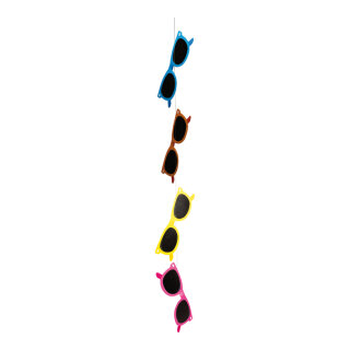 Brillenhänger 4-fach, aus Karton, doppelseitig farbig, mit Nylonfaden     Groesse: 150x35cm, Brille: 13x39,5cm    Farbe: bunt