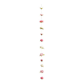 Peony garland 12-fold, out of artificial silk, with nylon thread     Size: 200cm, peony head: Ø 4-11cm    Color: white/pink/fuchsia