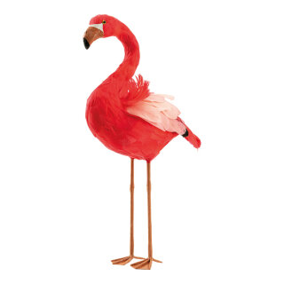 Flamingo aus Styropor mit Federn     Groesse: 45x24x13cm    Farbe: pink