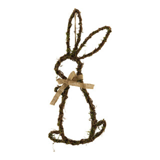 Hasen Kontur aus Holz/Naturfaser/Metall, mit Jute Hänger     Groesse: 54x25cm    Farbe: braun