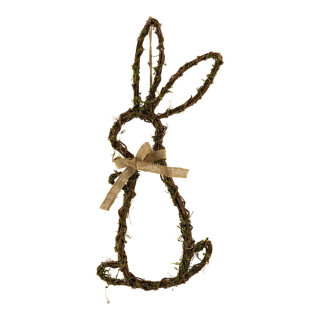 Rabbit contour out of wood/natural fibre/metal, with jute hanger     Size: 54x25cm    Color: brown