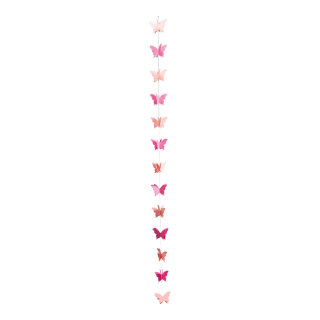 Butterfly garland 3D, out of paper, to hang     Size: 250cm, butterfly: 11x8cm    Color: pink/rose