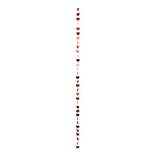 Herzgirlande aus Papier, flach, zum Hängen, beglittert     Groesse: 460cm, Herz: 5cm    Farbe: rot
