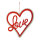 Heart with lettering »Love« out of wood, one-sided, with hanger     Size: 30x25cm    Color: red/white