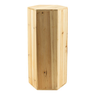 Podest 6-eckig, aus Holz     Groesse: 20x16,7x10cm, 40cm hoch    Farbe: naturfarben