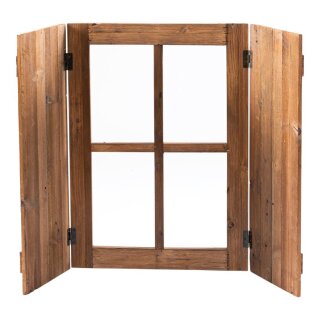 Fensterladen aus Holz     Groesse: 100x70cm, Maße zugeklappt: 70x50cm    Farbe: braun