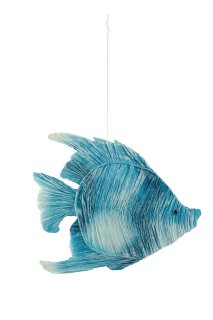 Tropical fish out of paper, with nylon thread, flat     Size: 33x39cm    Color: blue/white