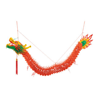 Chinesischer Drache aus Kunststoff, zum Hängen     Groesse: 140cm    Farbe: rot/bunt
