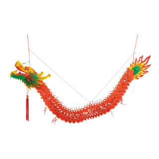 Chinesischer Drache aus Kunststoff, zum Hängen     Groesse: 140cm    Farbe: rot/bunt