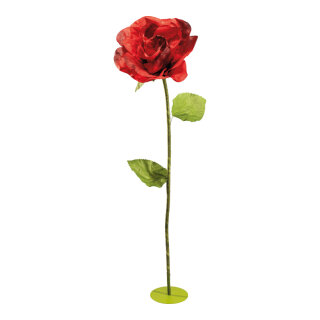 Rose head 3-parts, out of paper/plastic, with 160cm strem, flexible     Size: Ø 50cm, metal base: Ø 25cm    Color: red