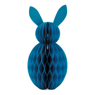 Waben Osterhase aus Kraftpapier, faltbar, mit Magnetverschluss     Groesse: 40cm    Farbe: blau