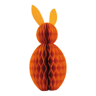 Waben Osterhase aus Kraftpapier, faltbar, mit Magnetverschluss     Groesse: 60cm    Farbe: orange