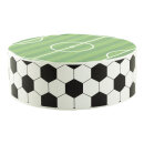 Football pedestal out of styrofoam, printed with playing...