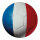 Fußball aus Kunststoff, doppelseitig bedruckt, flach     Groesse: Ø 30cm    Farbe: blau/weiß/rot     #