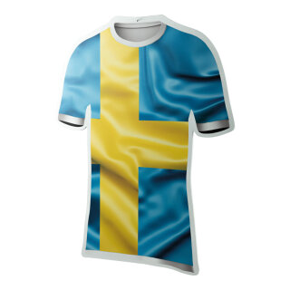 Football shirt out of plastic, double-sided printed, flat     Size: 60x50cm    Color: blue/yellow
