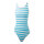 Badeanzug aus Kunststoff, doppelseitig bedruckt, flach     Groesse: 62x31cm    Farbe: blau/weiß     #