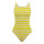 Swimsuit out of plastic, double-sided printed, flat     Size: 62x31cm    Color: yellow/white