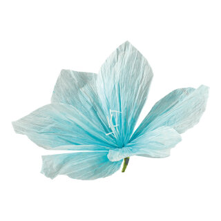 Blütenkopf aus Papier, mit kurzem Stiel, biegsam     Groesse: Ø 60cm, Stiel: 5cm    Farbe: blau/weiß