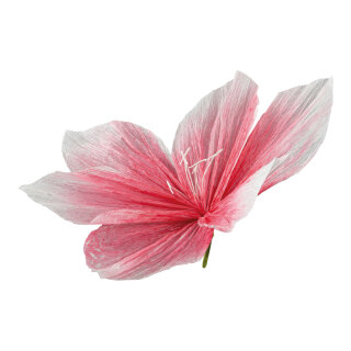 Flower head out of paper, with short stem, flexible     Size: Ø 60cm, stem: 5cm    Color: pink/white