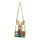 Rabbit on swing with dungarees, out of synthetic fibres/styrofoam/straw     Size: 60x18cm, rabbit: 37x17cm    Color: multicoloured