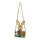 Rabbit on swing with dungarees, out of synthetic fibres/styrofoam/straw     Size: 60x18cm, rabbit: 37x17cm    Color: multicoloured