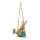 Rabbit on swing with dress, out of synthetic fibres/styrofoam/straw, to hang     Size: 60x18cm, rabbit: 36x18cm    Color: multicoloured