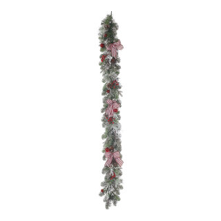 Tannengirlande dekoriert mit rot/weißer Schleife, PVC/PE 180x15cm grün