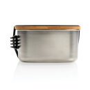 Stainless Steel Lunchbox mit Bambus-Deckel und Göffel Farbe: silber