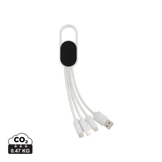 4-in-1 Kabel mit Karabiner-Clip Farbe: weiß