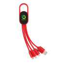 4-in-1 Kabel mit Karabiner-Clip Farbe: rot