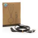 6-in-1 Kabel aus RCS recyceltem TPE und recyceltem Plastik Farbe: schwarz