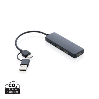 RCS recycelter USB-Hub mit Dual-Input Farbe: schwarz