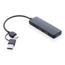 RCS recycelter USB-Hub mit Dual-Input Farbe: schwarz