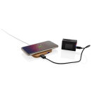 10W Wireless-Charger mit USB aus Bambus Farbe: braun