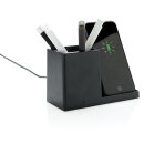 Ontario 10W Wireless Charger aus Bambus und RCS Kunststoff Farbe: schwarz