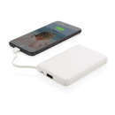 5.000 mAh Powerbank mit integriertem Kabel Farbe: weiß