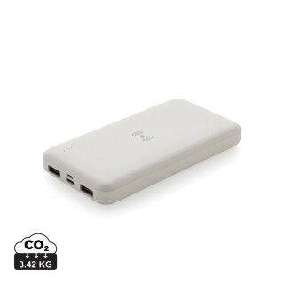 Wireless Powerbank aus RCS Standard recyceltem Kunststoff Farbe: weiß