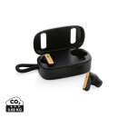 TWS-Ohrhörer aus recyceltem RCS-Kunststoff und Bambus Farbe: schwarz