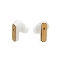 TWS-Ohrhörer aus recyceltem RCS-Kunststoff und Bambus Farbe: weiß