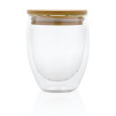 Doppelwandiges Borosilikatglas mit Bambusdeckel 250ml Farbe: transparent