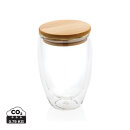 Doppelwandiges Borosilikatglas mit Bambusdeckel 350ml...