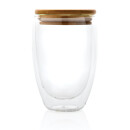 Doppelwandiges Borosilikatglas mit Bambusdeckel 350ml Farbe: transparent