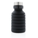 Auslaufgeschützte faltbare Silikonflasche Farbe: schwarz