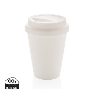 Wiederverwendbarer doppelwandiger Kaffeebecher 300ml Farbe: weiß