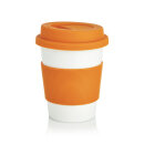 ECO PLA Kaffeebecher Farbe: orange, weiß