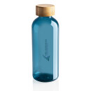 GRS rPET Flasche mit Bambus-Deckel Farbe: blau