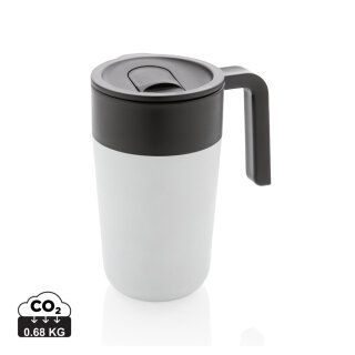 GRS recycelte PP und Stainless Steel Tasse mit Griff Farbe: weiß